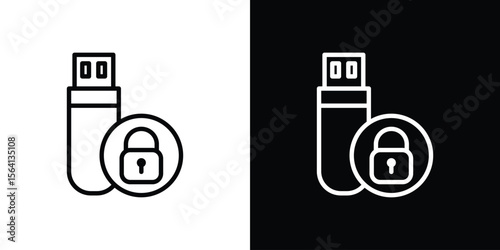 Pendrive security icon symbol outline style. Editable icon in EPS10