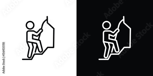 People Climbing icon symbol outline style. Editable icon in EPS10