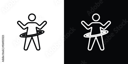 People Hula hop icon symbol outline style. Editable icon in EPS10