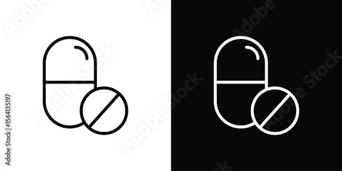 Pills icon symbol outline style. Editable icon in EPS10