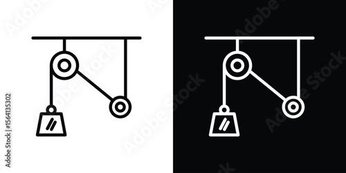 Pulley icon symbol outline style. Editable icon in EPS10