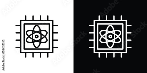 Quantum computing icon symbol outline style. Editable icon in EPS10