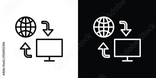 Remote Access icon symbol outline style. Editable icon in EPS10