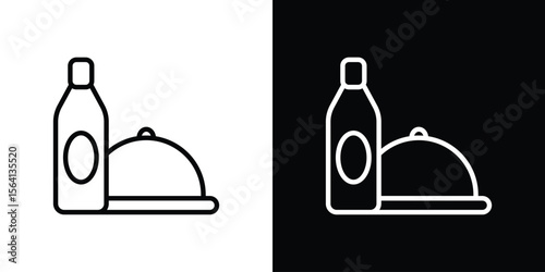 Room service icon symbol outline style. Editable icon in EPS10