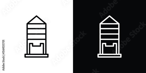 Silo icon symbol outline style. Editable icon in EPS10