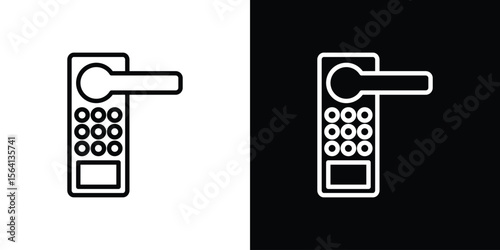 Smart lock icon symbol outline style. Editable icon in EPS10