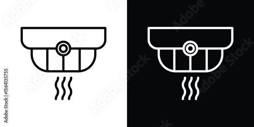 Smoke detector icon symbol outline style. Editable icon in EPS10