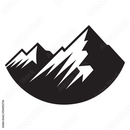 Jagged mountain peaks with sharp edges snow
