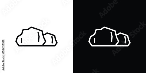 Stone icon symbol outline style. Editable icon in EPS10