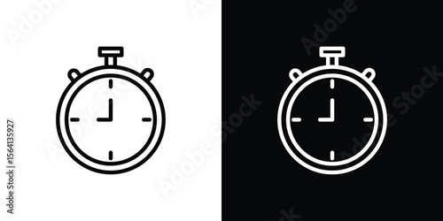 Stopwatch icon symbol outline style. Editable icon in EPS10