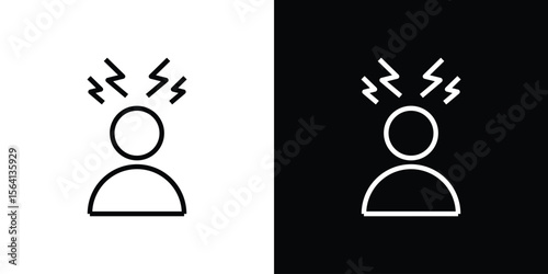 Stress icon symbol outline style. Editable icon in EPS10