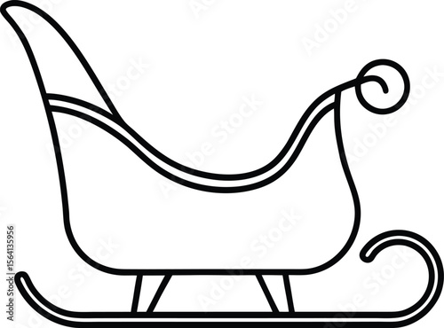 sleigh icon line art vector illustration on transparent background	
