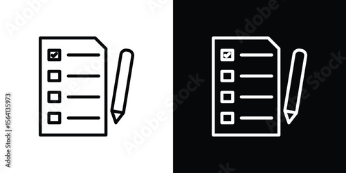 Survey icon symbol outline style. Editable icon in EPS10