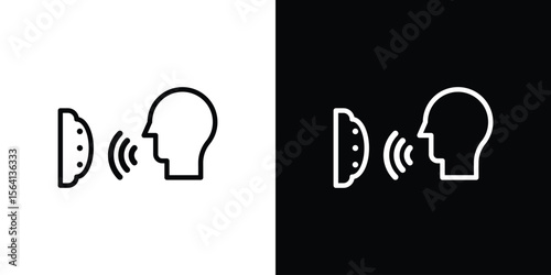 Voice control icon symbol outline style. Editable icon in EPS10