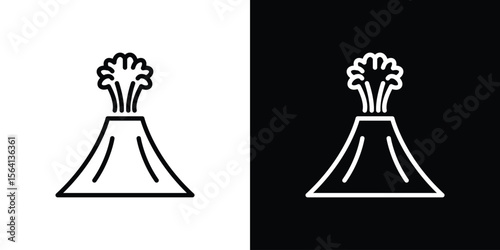 Volcano icon symbol outline style. Editable icon in EPS10