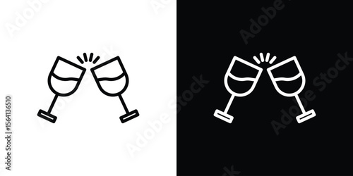Wine toast icon symbol outline style. Editable icon in EPS10