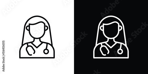 Woman Doctor icon symbol outline style. Editable icon in EPS10