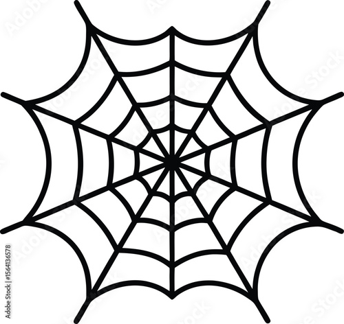 spider web icon line art vector illustration on transparent background	
