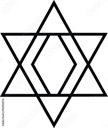 star of david icon line art vector illustration on transparent background	
