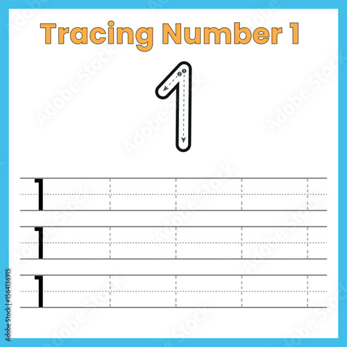 number, one, formation, tracing, counting, worksheet, preschool, kindergarten, toddler, handwriting, learning, education, math, numeric, shape, figure, pencil, activity, sheet, children, classroom, pr
