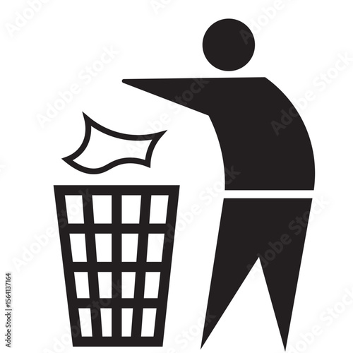 Tidy man symbol. Pictogram that asks consumers to dispose of packaging, do not litter icon. Tidyman symbols, clean man icon . Keep clean. Environmental friendly 