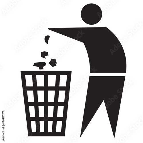 Tidy man symbol. Pictogram that asks consumers to dispose of packagingdo not litter icon. Vector illustration