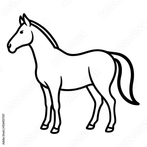 Elegant horse standing still captured in a side profile with vibrant colors