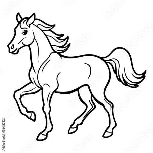 Dynamic galloping horse illustration in full stride with vibrant colors