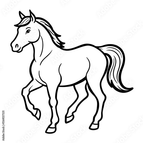 Elegant horse head turned backward in striking black and yellow design