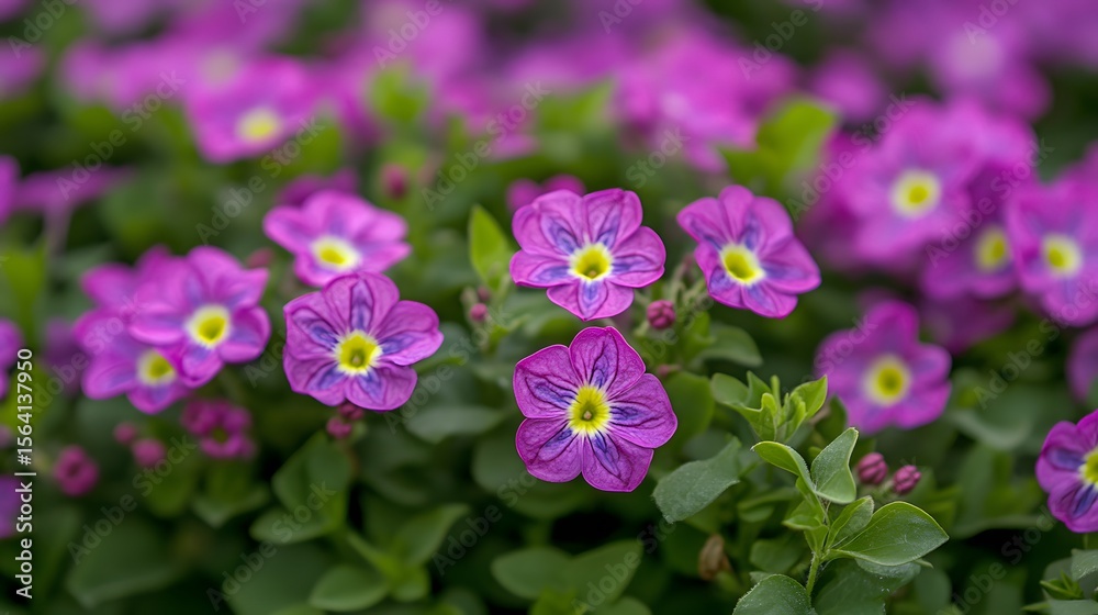 Fototapeta premium Vibrant Purple Flowers Blooming Close Up Macro Shot