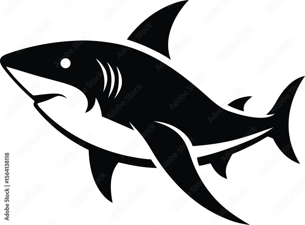 Fototapeta premium Shark silhouette bundle vector design with editable