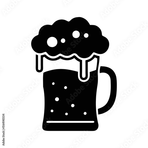 Frothy beer in a mug, a refreshing and cool alcoholic beverage