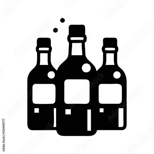 Three stylized bottles with bubbles, suggesting sparkling beverages or drinks