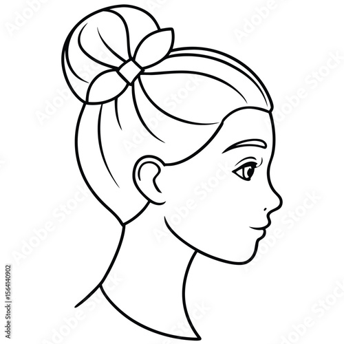 Elegant Woman Profile with Hair Bun head