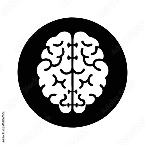 Stylized brain icon with a black background representing intelligence and health