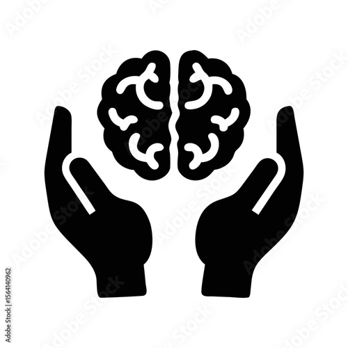 Hands gently cradling the human brain conveying protection and care for mental health