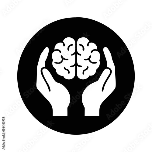 Hands holding a brain, symbolizing mental health, awareness, and care concept