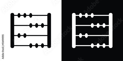 Abacus icon simple flat graphic illustrations. Black and white silhouette vector