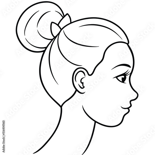 Woman profile with hair bun head face