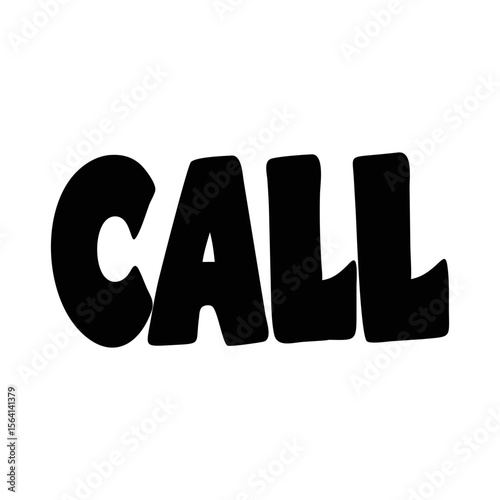 The word CALL in big black bubble letters on a white background