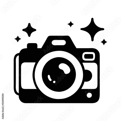 A professional digital camera with shining stars for photography and memories