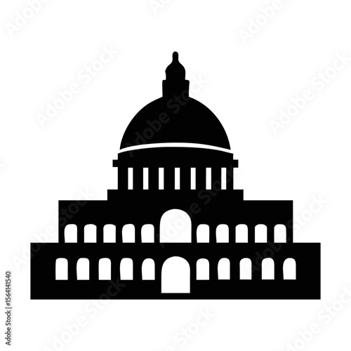 Black and White Illustration of the United States Capitol Building