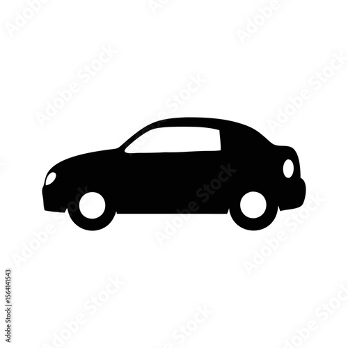 Silhouette of a sporty coupe car, side view on a white background