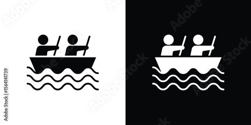 Boat race icon simple flat graphic illustrations. Black and white silhouette vector