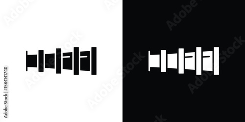 Boat Telescope icon simple flat graphic illustrations. Black and white silhouette vector