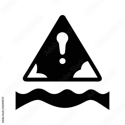 Warning sign indicating dangerous or contaminated water with a triangular symbol