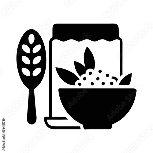 Delicious berry bowl with granola and seeds served with a spoon