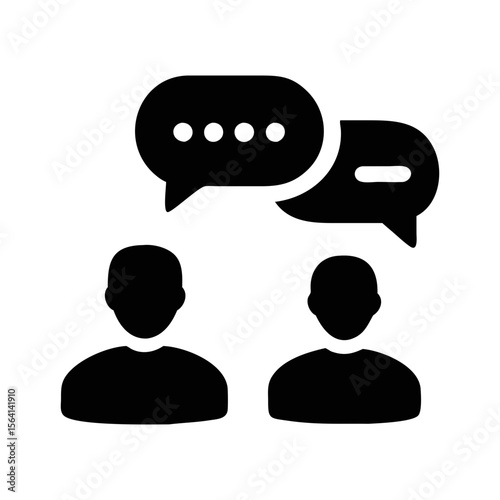 White Chat Bubble Icon on a Black Circle Background for Communication