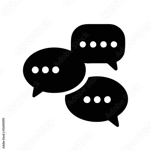 White Chat Bubble Icon on a Black Circle Background for Communication