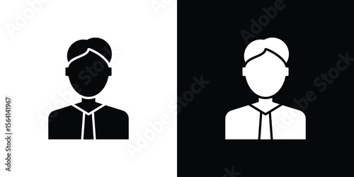 Businessman icon simple flat graphic illustrations. Black and white silhouette vector